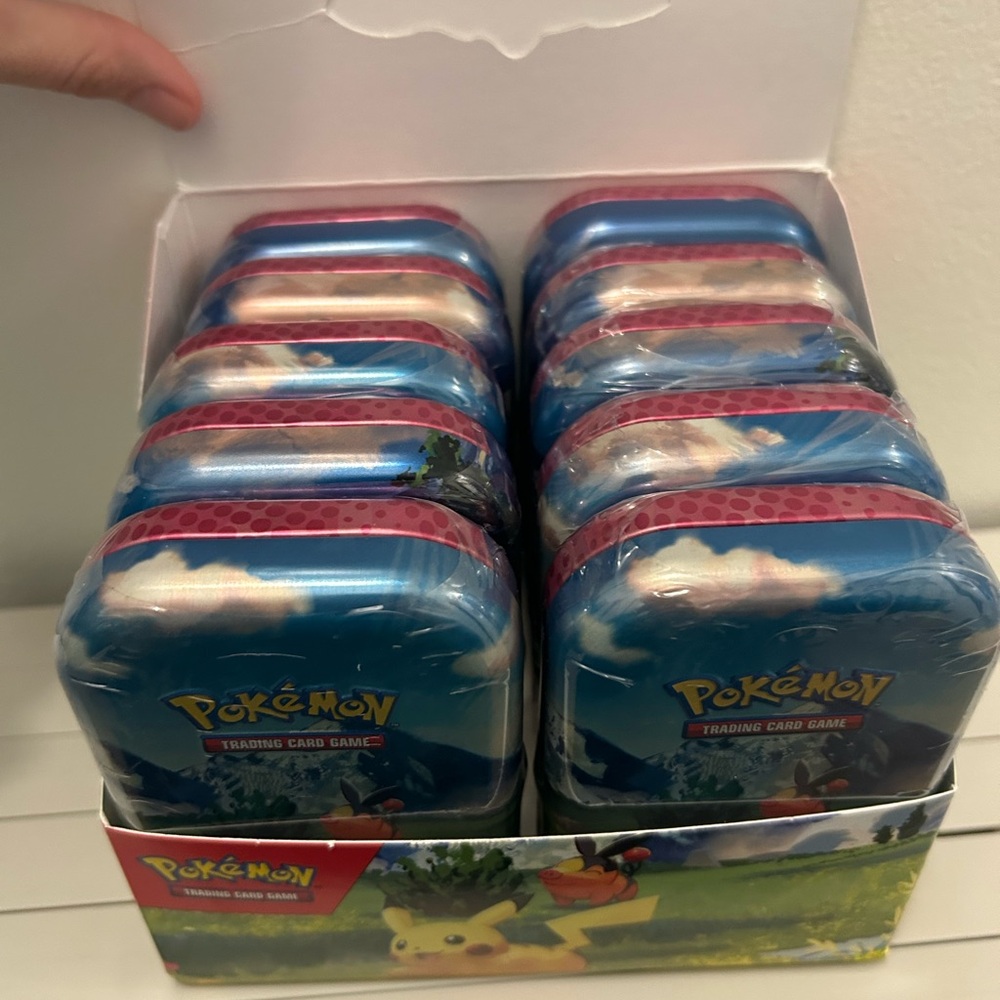 Pokémon Trading Card Game Tin - Blue & Pink Design (Set of 10)